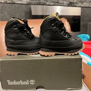 Timberland Black and Tan Kids Boots